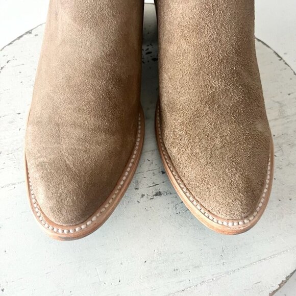 Lane Plain Jane Mule Womens 7 Latte Suede Cowboy Boots Western Slip On Short - Picture 6 of 12